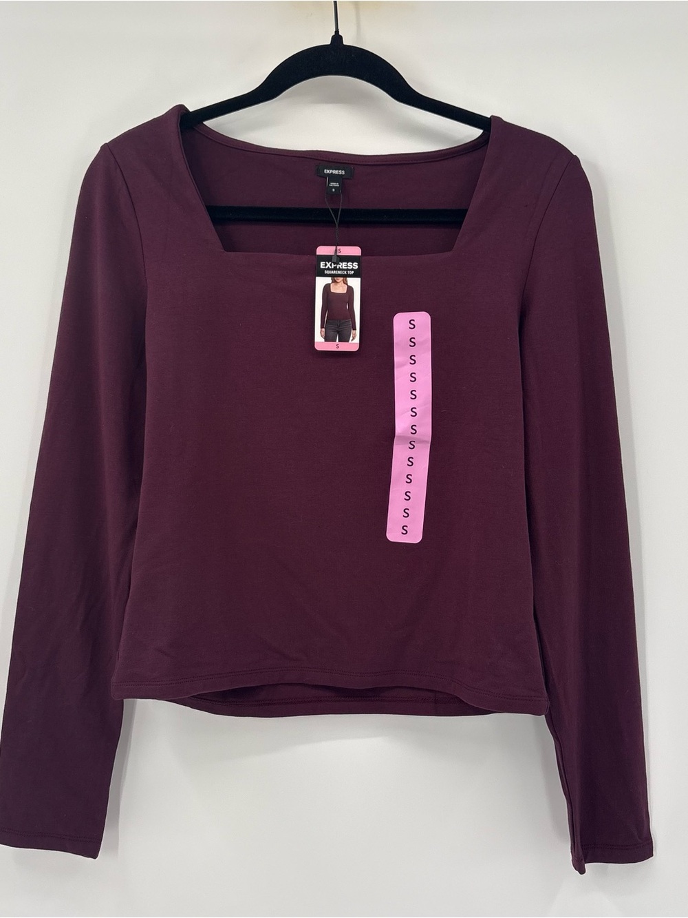 Express Long Sleeve Square Neck Top - Plum